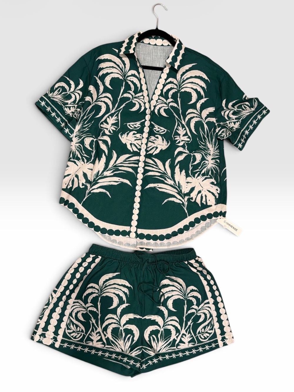 Commense Green Tropical Two-Piece Short Set